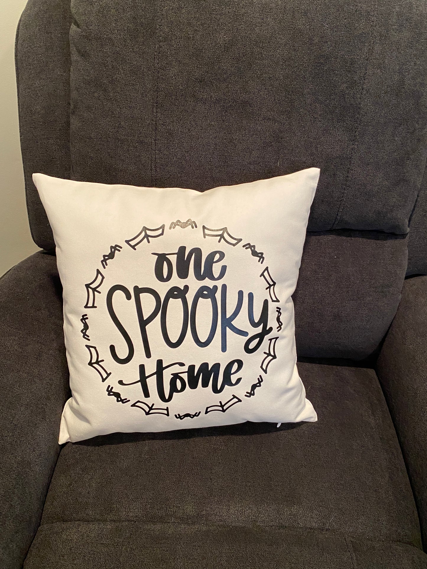 16x16 Reversible Canvas Pillow (Hello Fall/Spooky Home)