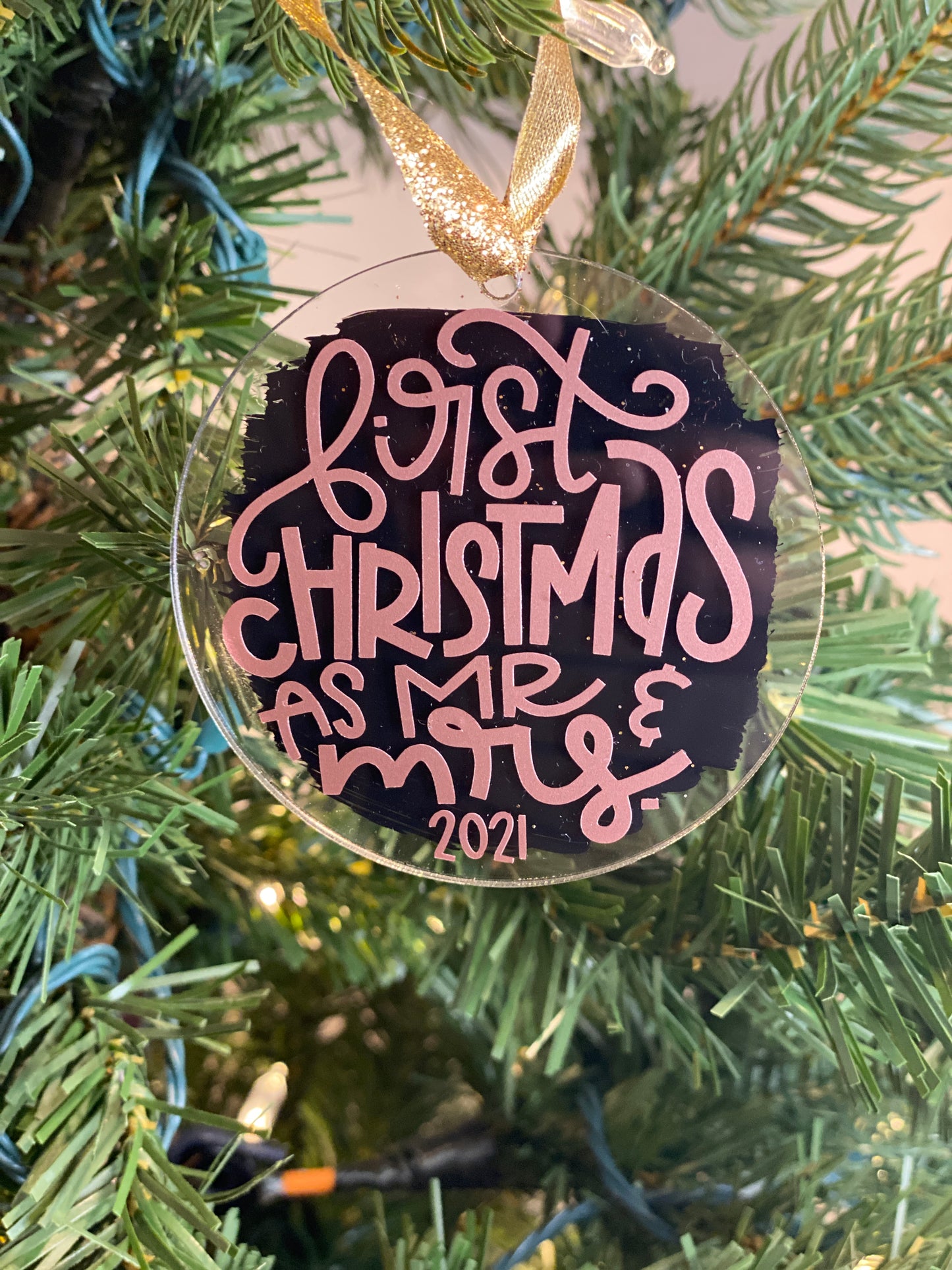 First Christmas As Mr. & Mrs. Clear Ornament