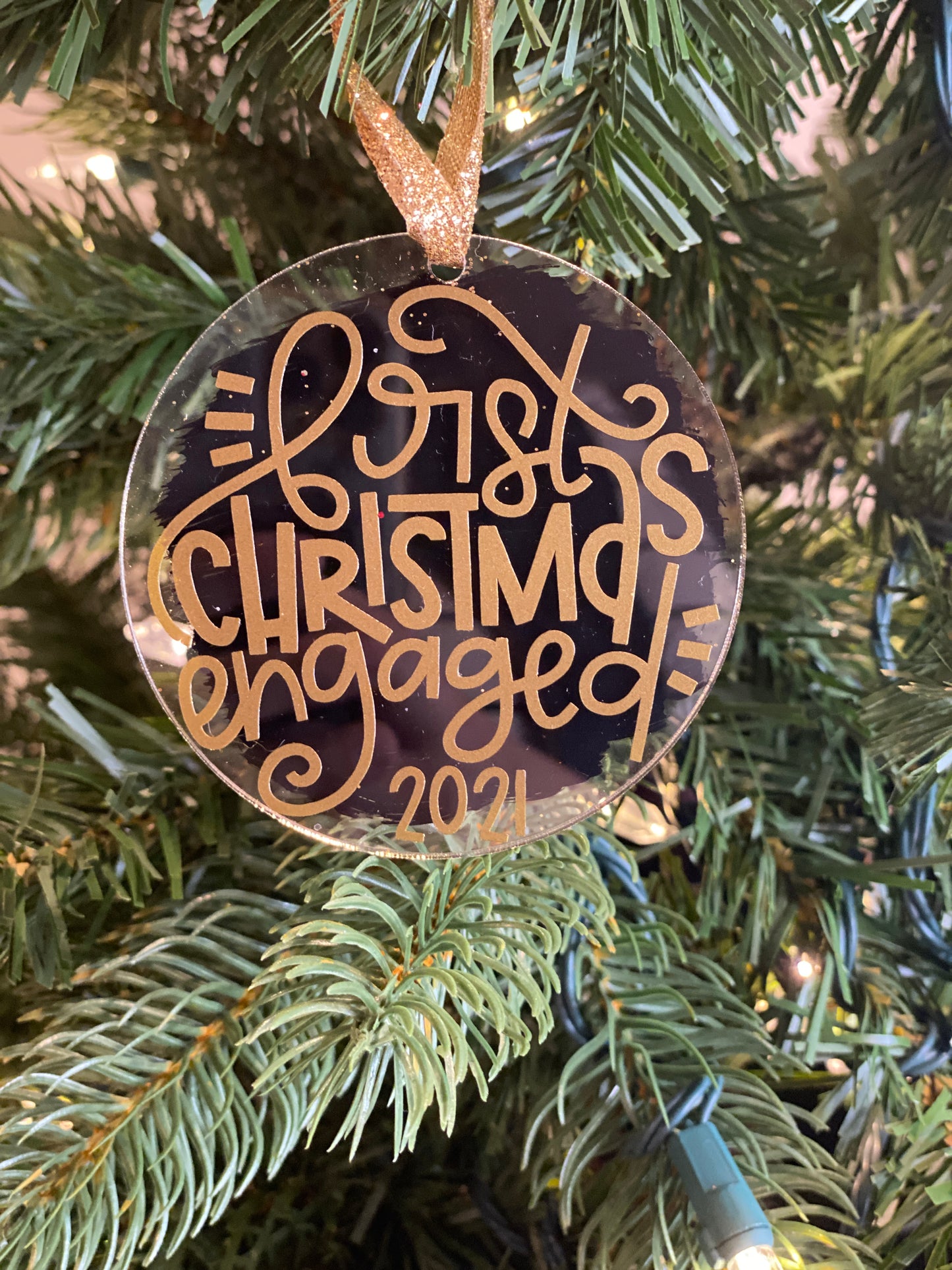 First Christmas Engaged Clear Ornament