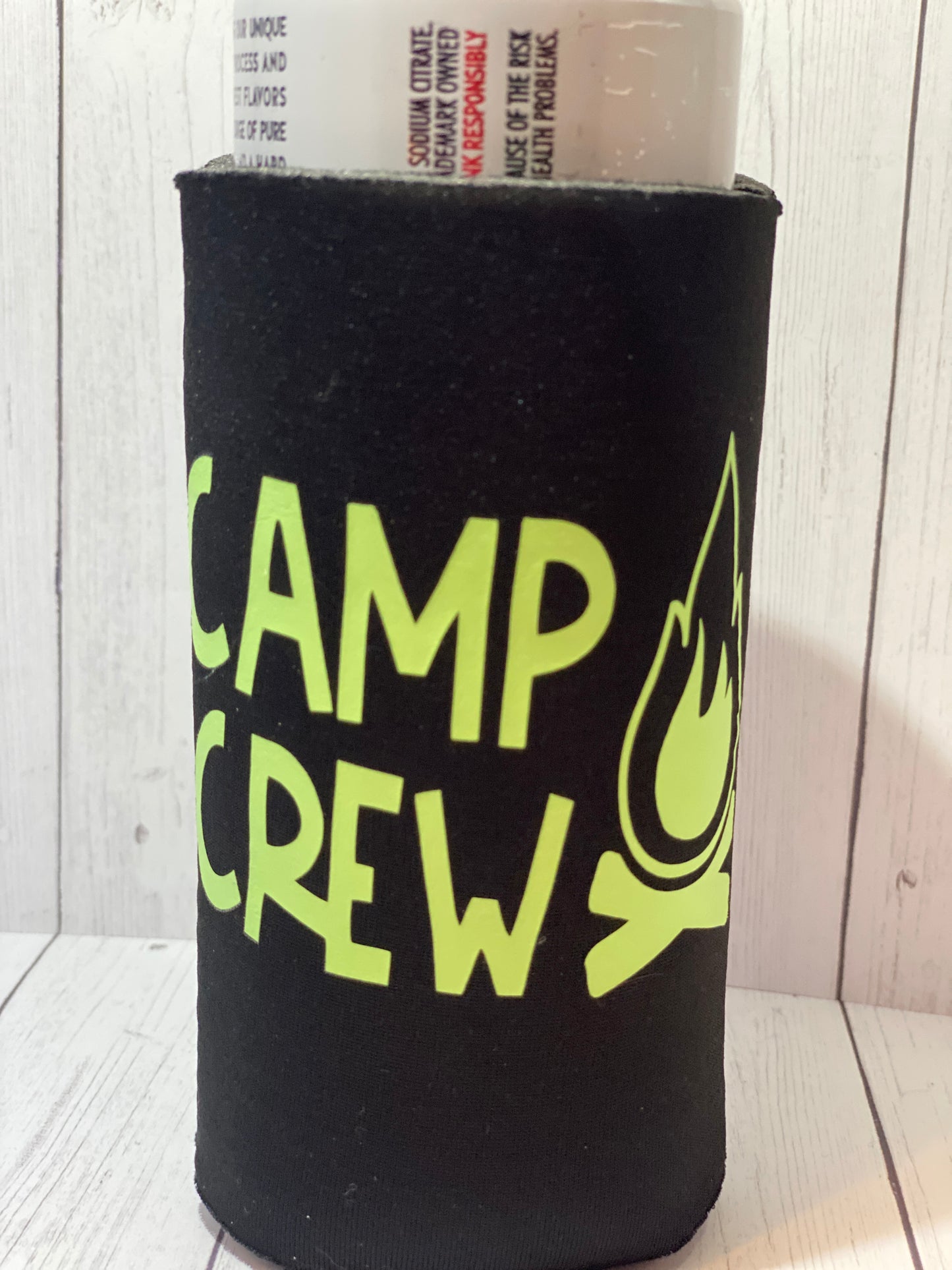 Camp Crew Black Slim Koozie