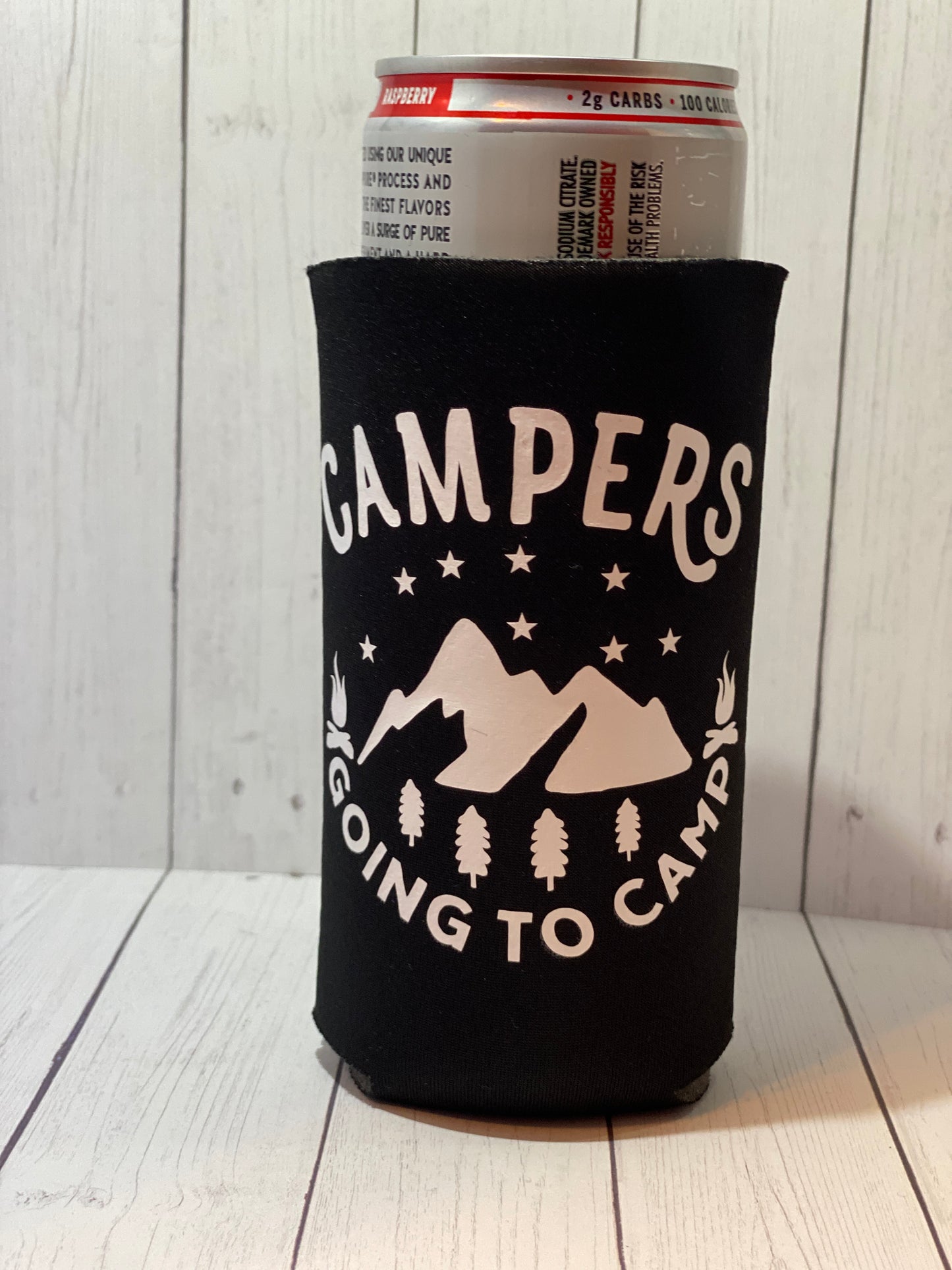Campers Going to Camp Black Slim Koozie