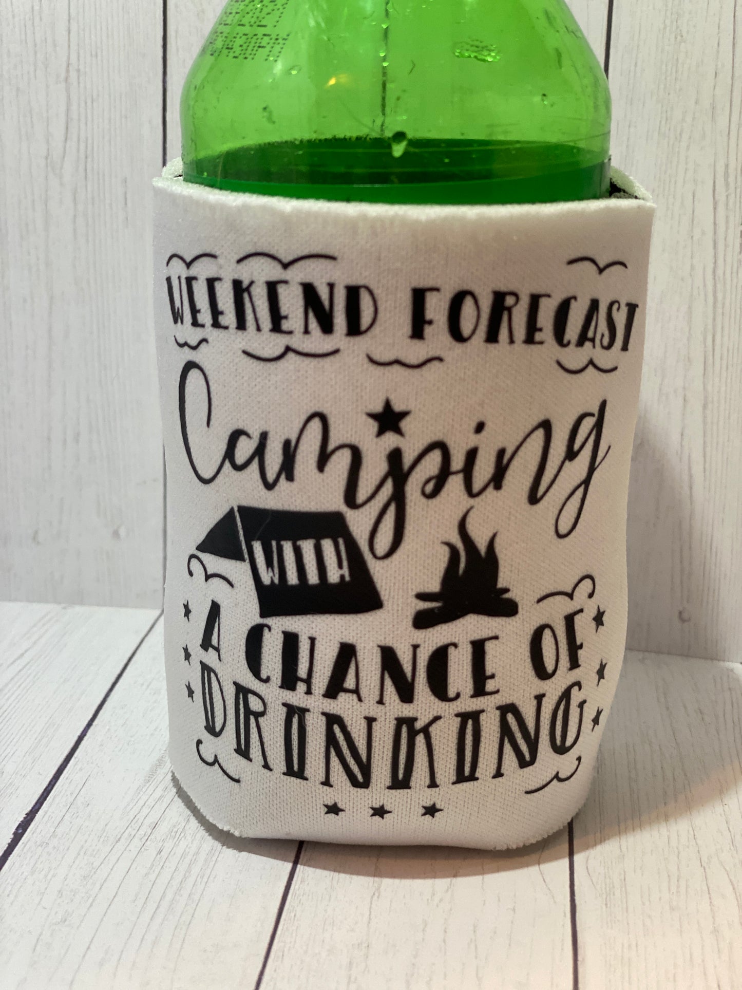 Weekend Forecast Camping White Standard Koozie