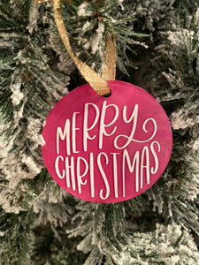Merry Christmas Ornament (Pink)