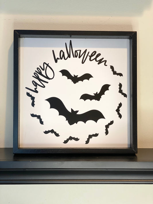 Happy Halloween with Bats Sign