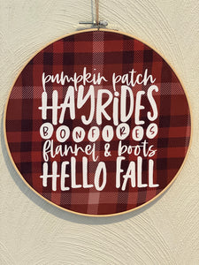 Fall Words Embroidery Hoop Hanging