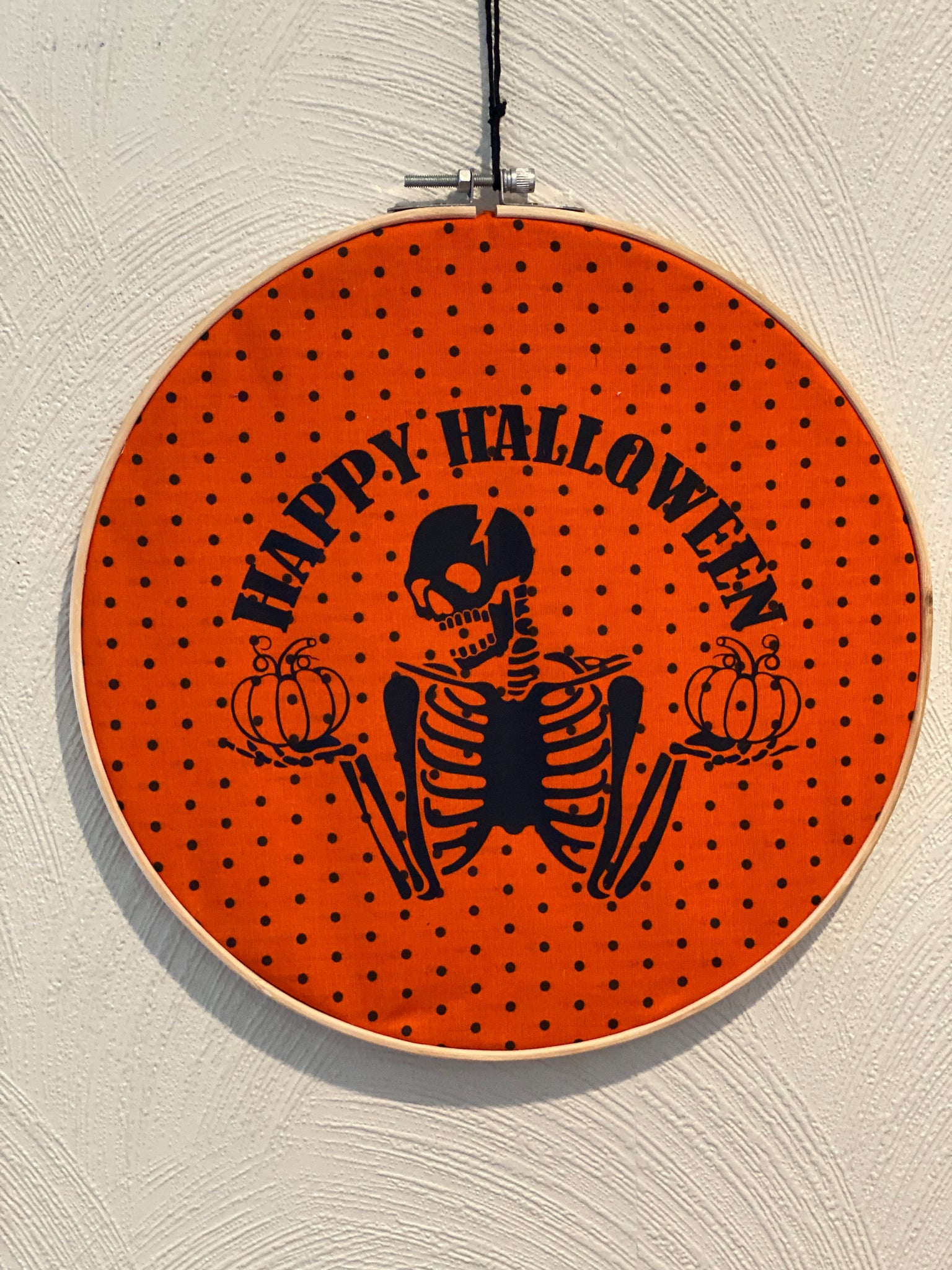 Happy Halloween Skeleton Embroidery Hoop Hanging