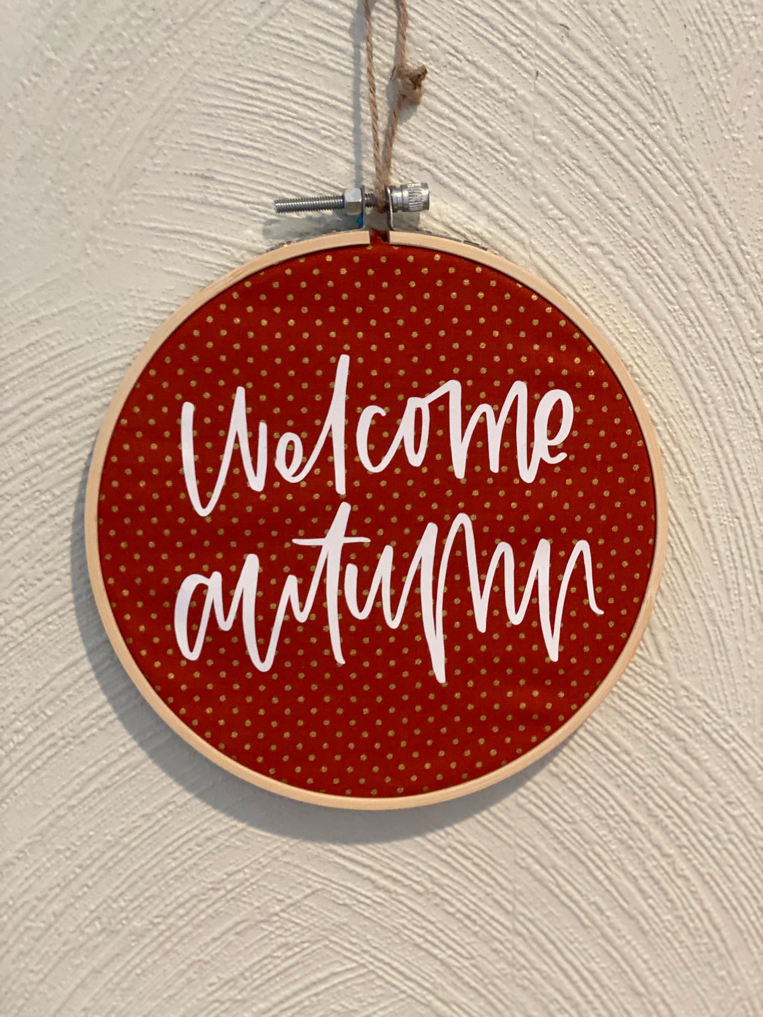 Welcome Autumn Embroidery Hoop Hanging