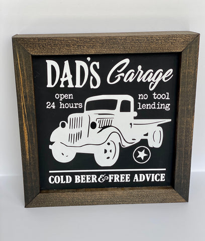 Dad's Garage Sign (Black Backing)