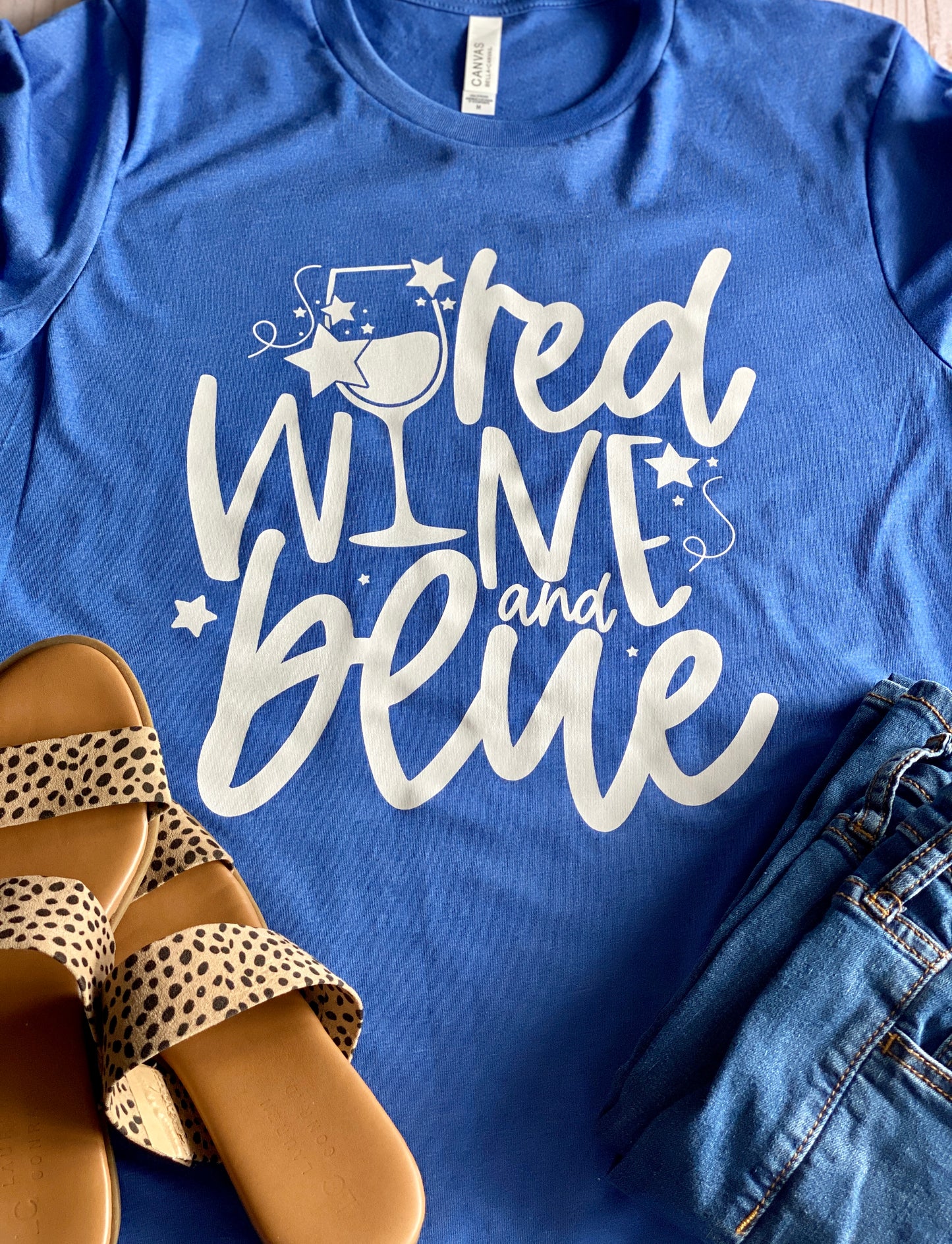 Red Wine and Blue Shirt