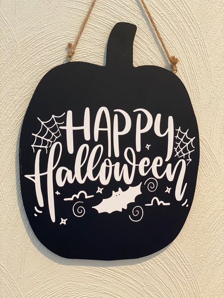 Reversible Pumpkin Shaped Sign - Fall is My Favorite/Happy Halloween