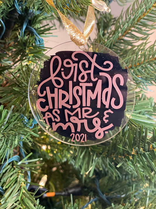 First Christmas As Mr. & Mrs. Clear Ornament