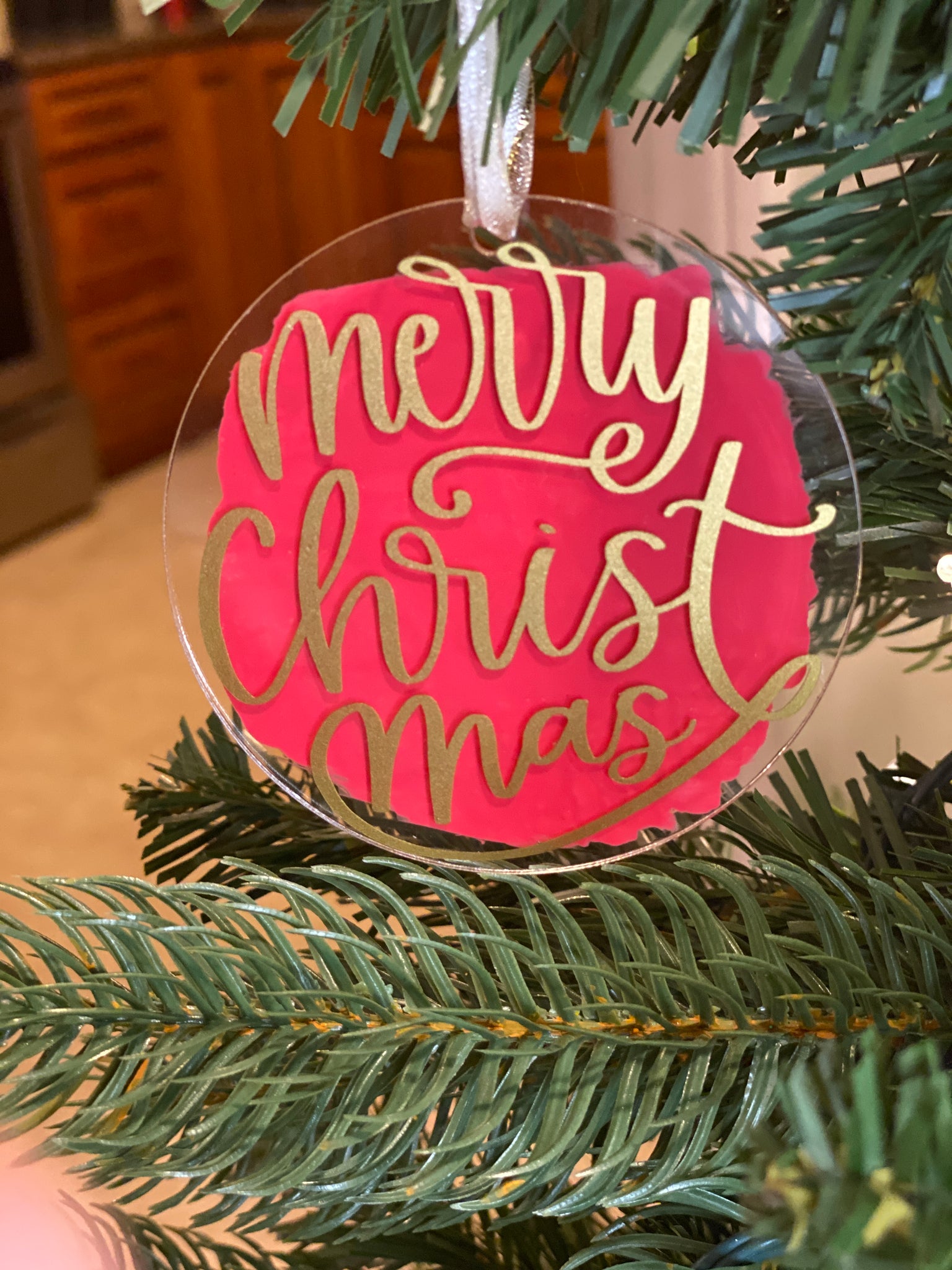 Merry Christmas Clear Ornament