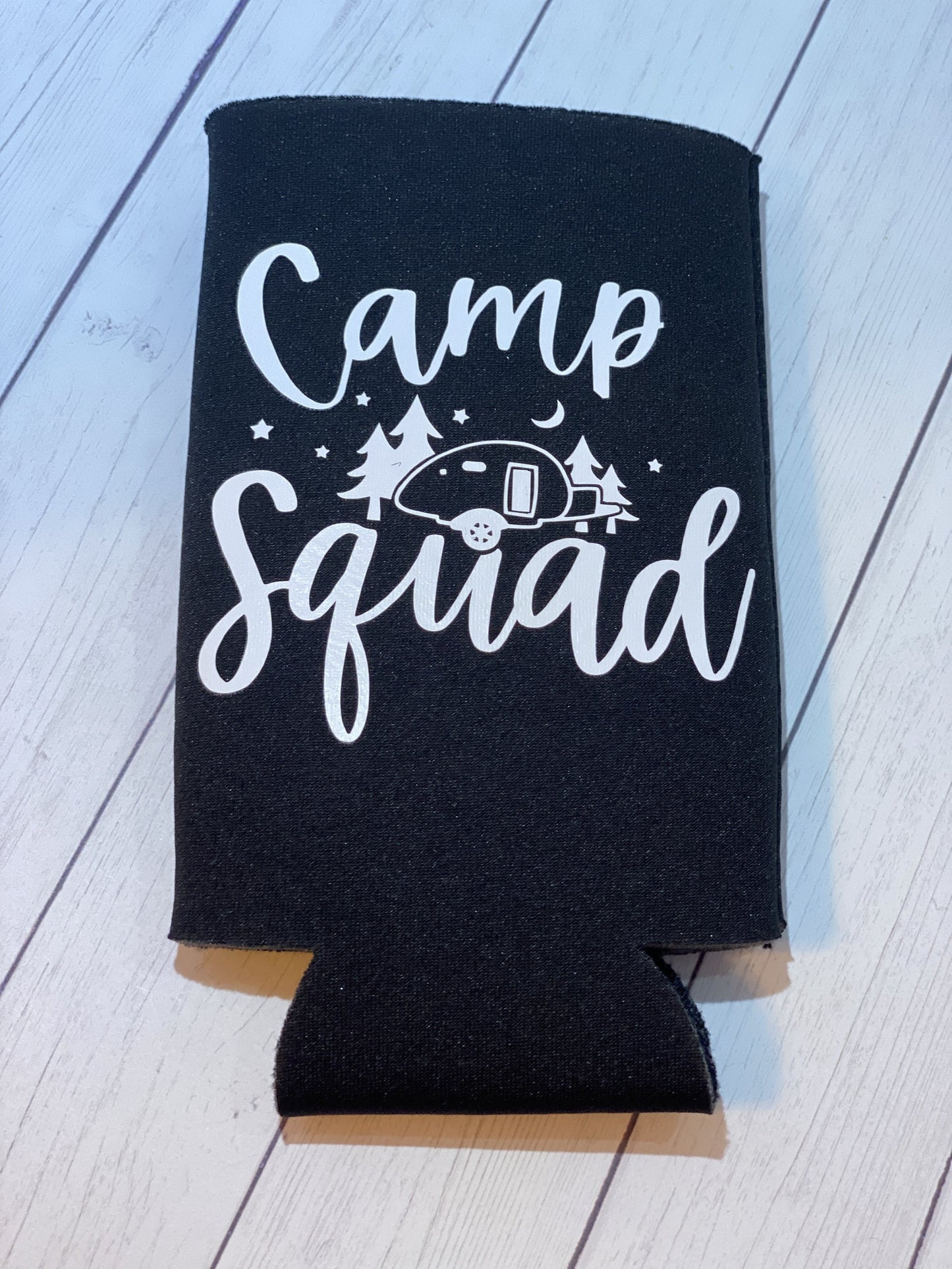 Camp Squad Black Slim Koozie