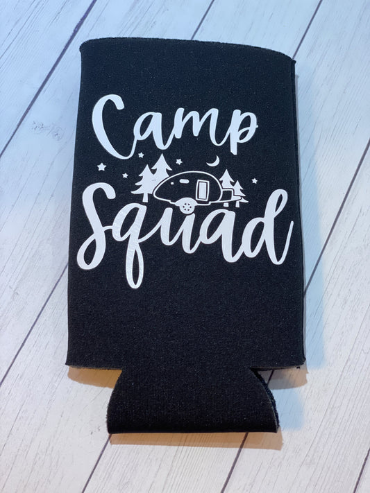 Camp Squad Black Slim Koozie