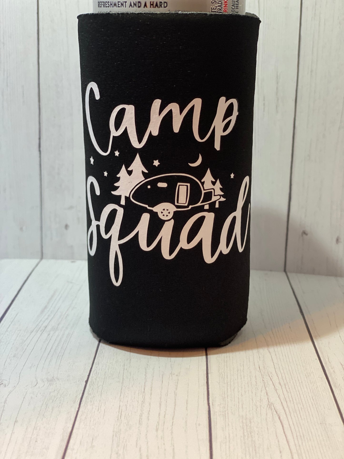 Camp Squad Black Slim Koozie